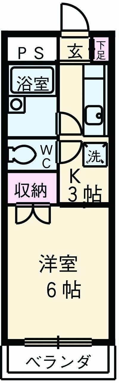 田野倉ハイツ(1K/3階)の間取り写真