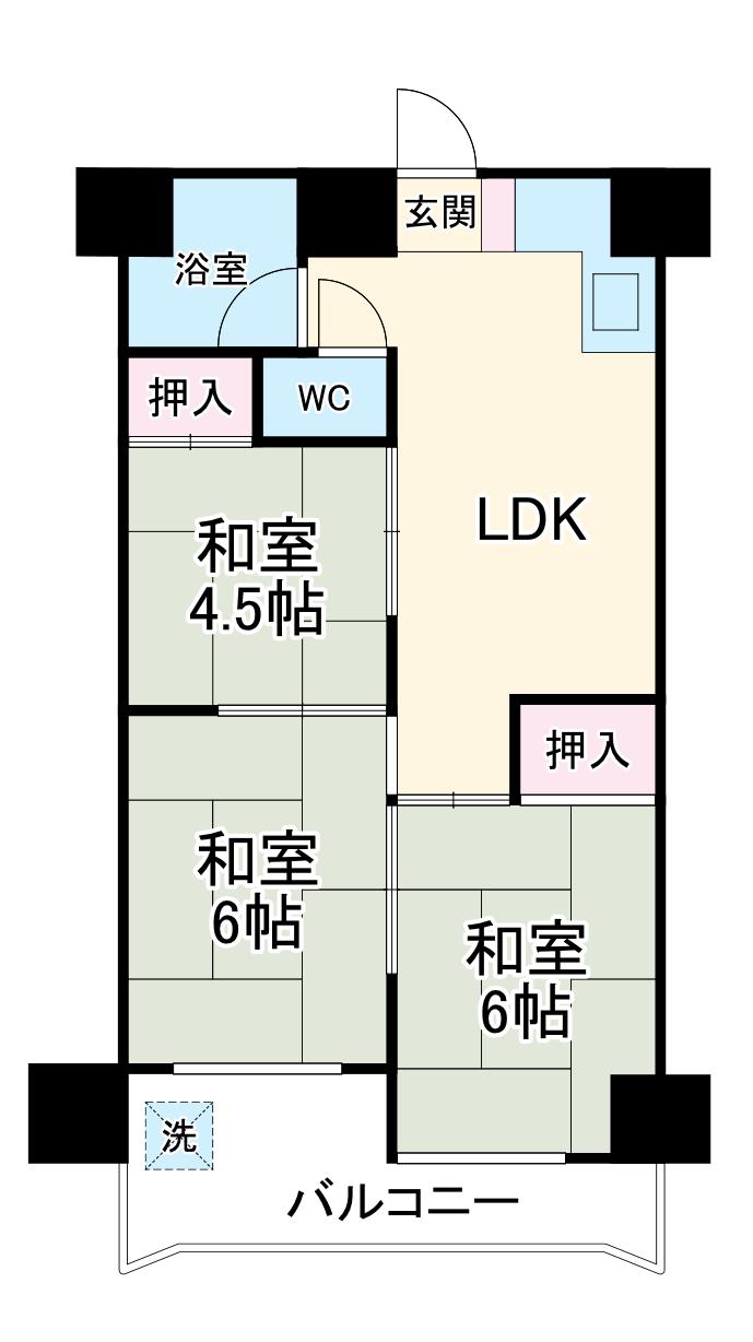 宝第2スカイハイツ(3DK/5階)の間取り写真