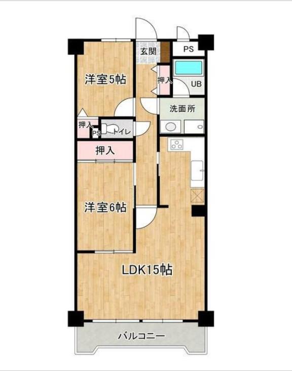 ライズウィステリア(2LDK/5階)の間取り写真