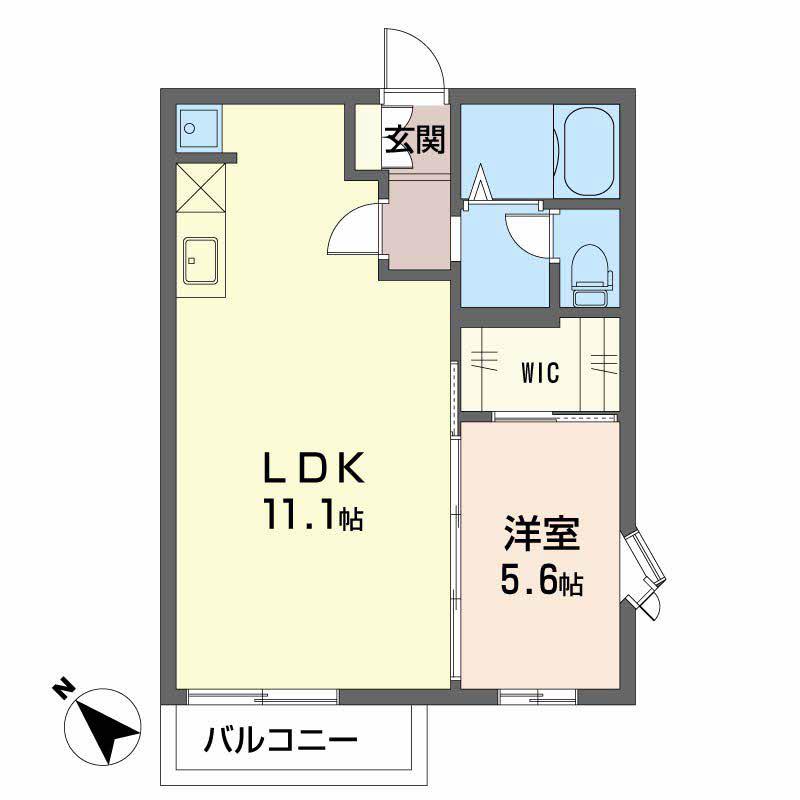 シャローム鴨田(1LDK/2階)の間取り写真