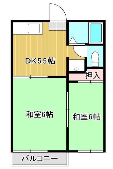 フォーブル嶋野(2DK/1階)の間取り写真