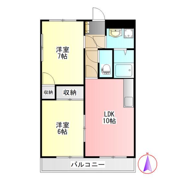 横幕レズィデンスⅠ(2LDK/4階)の間取り写真