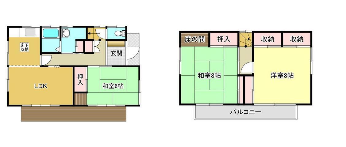 小田急電鉄小田原線 座間駅 徒歩20分 2階建 築48年(3LDK)の間取り写真