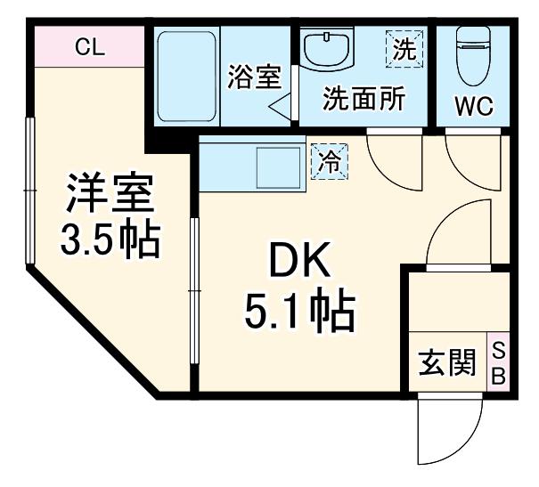 VINOSITY 北柏(1DK/3階)の間取り写真