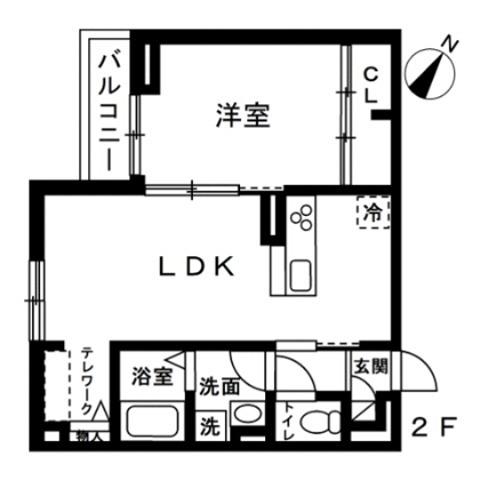 蕨市錦町4丁目 共同 南棟(1LDK/3階)の間取り写真