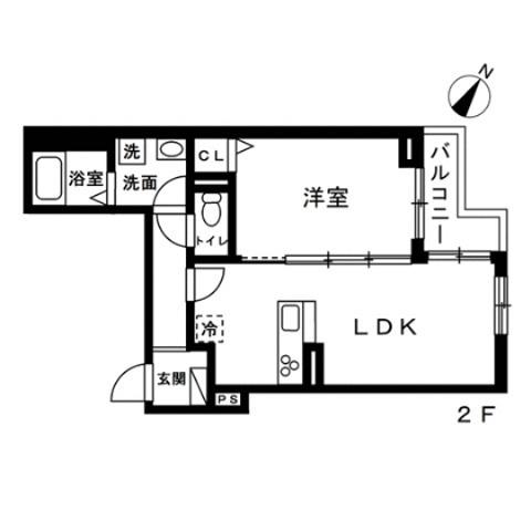 蕨市錦町4丁目 共同 南棟(1LDK/3階)の間取り写真