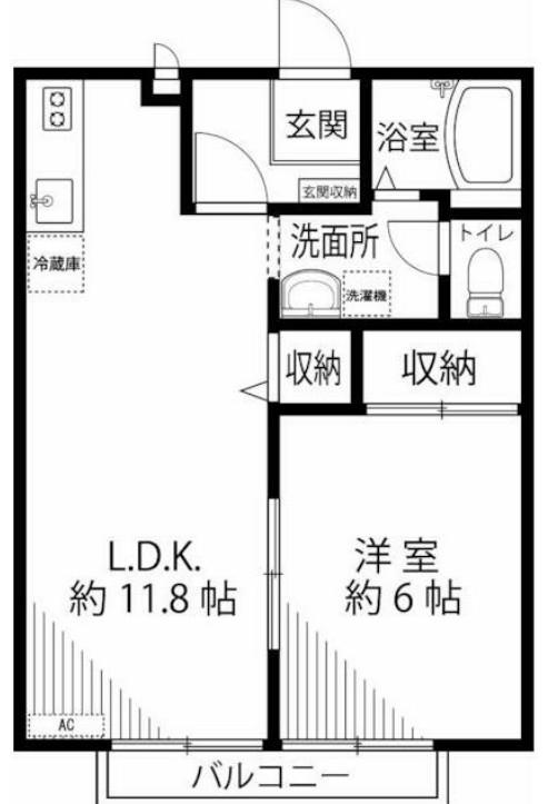 グリーンパーク・D(1LDK/2階)の間取り写真