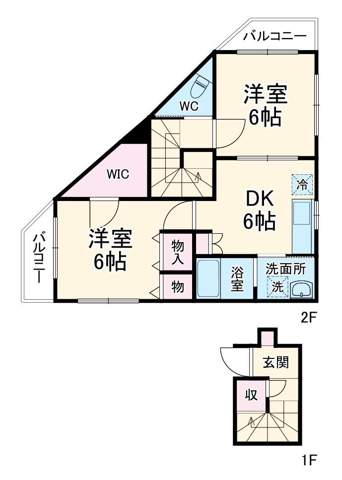 メゾン松倫閣Ⅱ(2DK/2階)の間取り写真