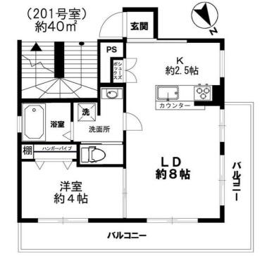 ミナセハイム(1LDK/1階)の間取り写真