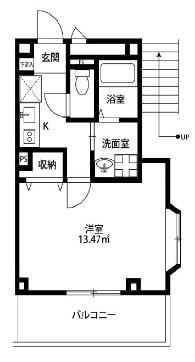 アンプルールフェール白亜(1K/1階)の間取り写真