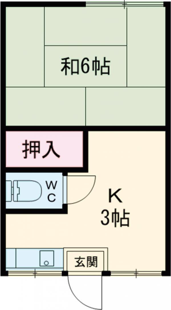 功安荘(1K/2階)の間取り写真