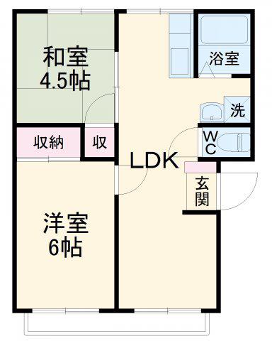 クレアンヌーヴ平岡(2LDK/2階)の間取り写真