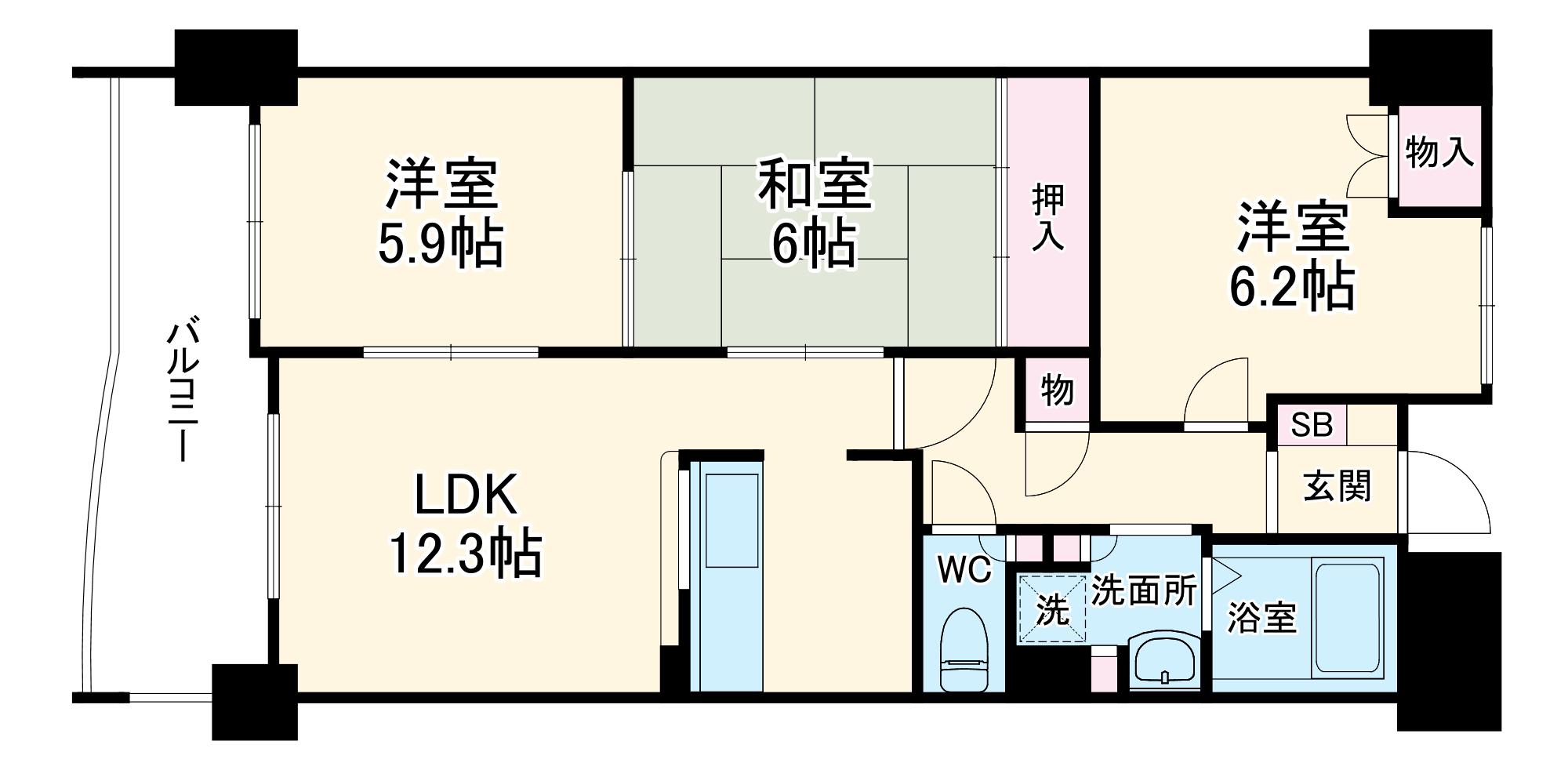 第一東久ハイツ(3LDK/4階)の間取り写真