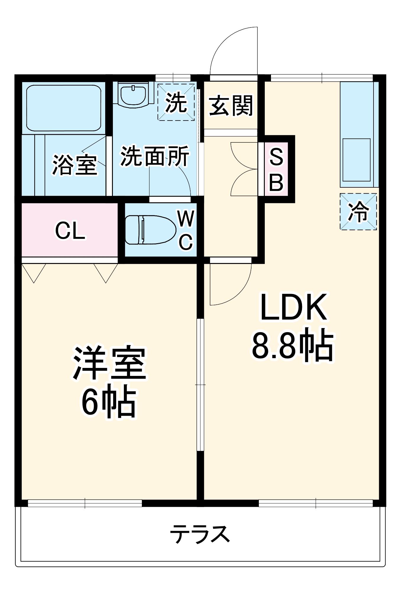 ハイツボヌール(1LDK/1階)の間取り写真