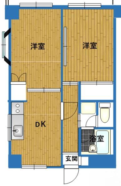 ロイヤル大和(2DK/6階)の間取り写真