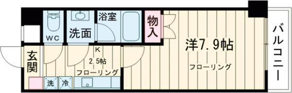 ジャルダンM・K(1K/2階)の間取り写真