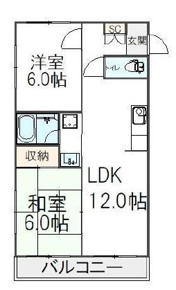 グレース浦安Ⅰ(2LDK/1階)の間取り写真