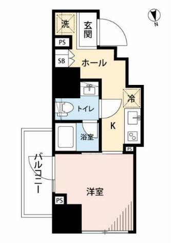 品川大崎タワー(1K/8階)の間取り写真