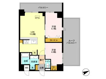 アルメール津田沼(2LDK/3階)の間取り写真