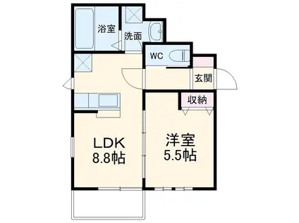 サニーハイツオリーブの森(1LDK/2階)の間取り写真