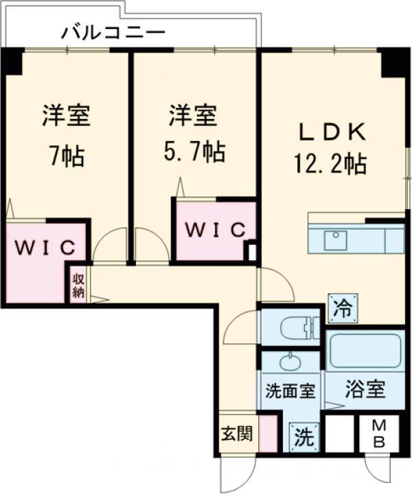 オーチャードK(2LDK/1階)の間取り写真
