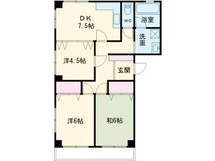 ブライトプレイス(3DK/2階)の間取り写真