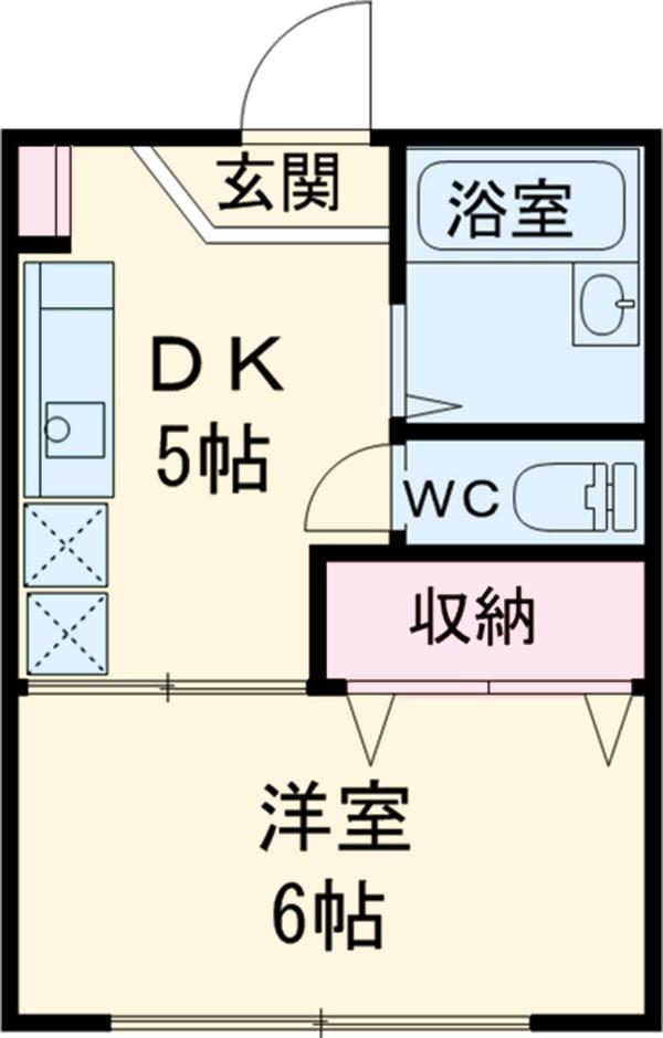 メイプルハイツ(1DK/1階)の間取り写真