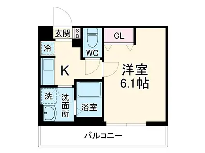 リブリ・前原東(1K/3階)の間取り写真