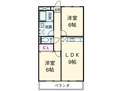 チップイン香久山(2LDK/2階)の間取り写真