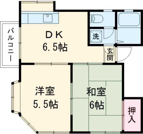 カーサユリ(2DK/2階)の間取り写真