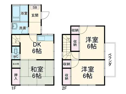 京成電鉄本線 京成大久保駅 徒歩22分 2階建 築50年(3DK)の間取り写真