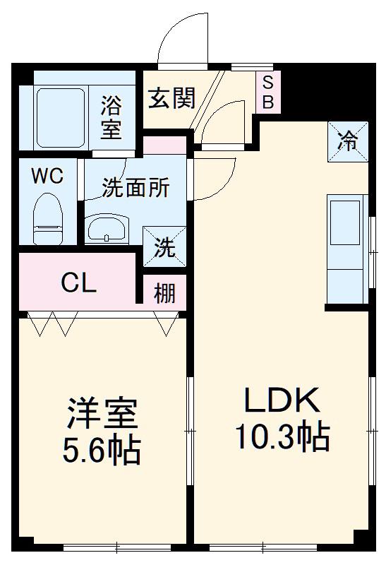 第2水落マンション(1LDK/2階)の間取り写真