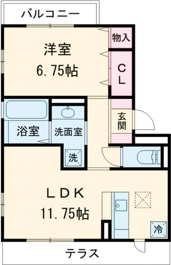 ロイヤルティアラⅥ(1LDK/1階)の間取り写真
