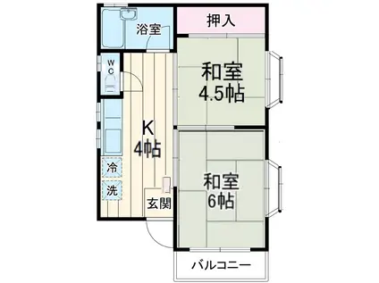 エスカルゴ(2K/2階)の間取り写真