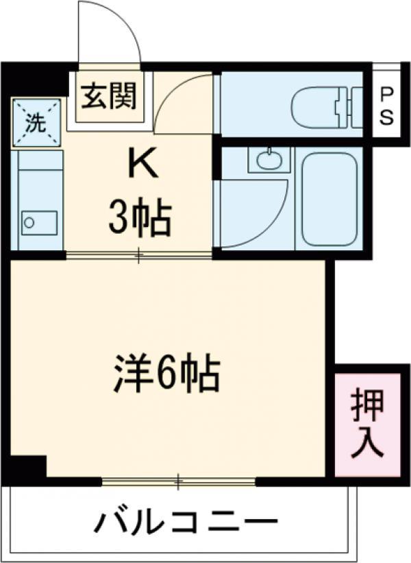プラムハイライズ2(1K/3階)の間取り写真