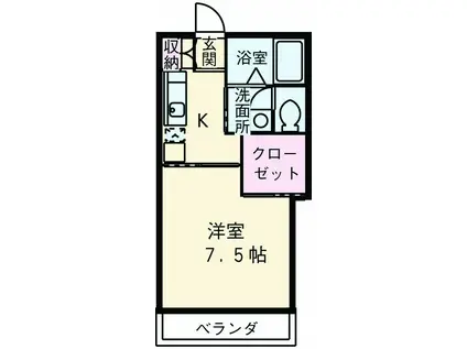 クリーンビレッヂA(1K/2階)の間取り写真