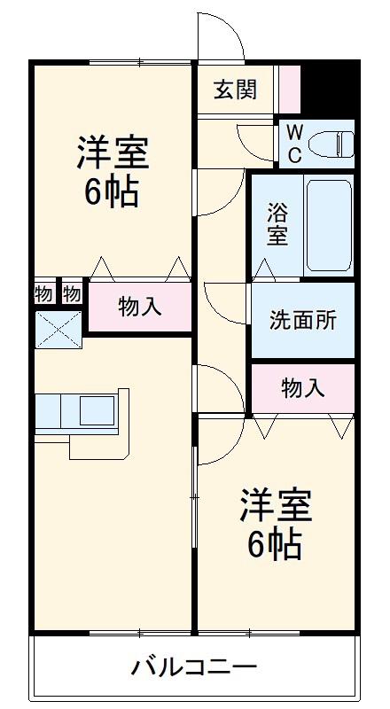 栗林第3ビル(2LDK/2階)の間取り写真