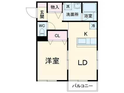 ノイハウス(1LDK/2階)の間取り写真