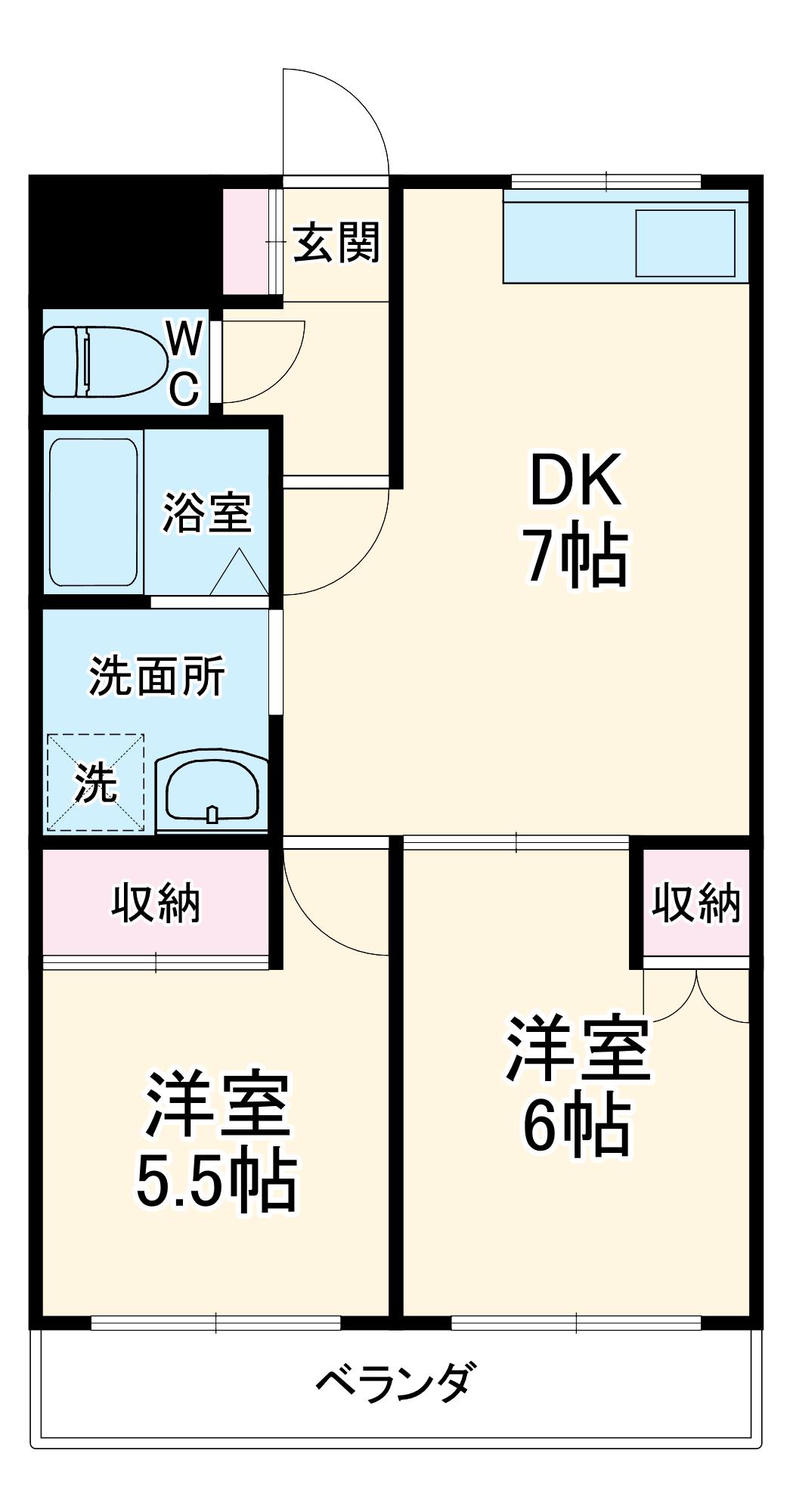 ドミール小杉(2DK/2階)の間取り写真