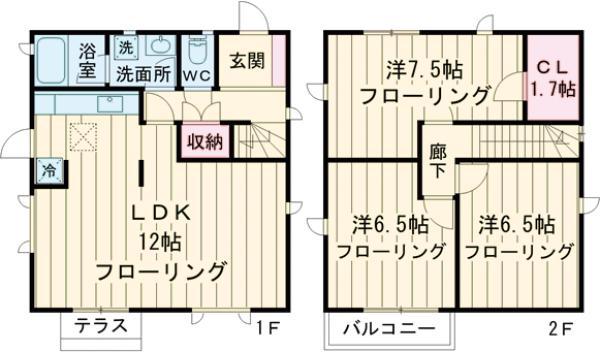 中央本線 三鷹駅 徒歩5分 2階建 築31年(3LDK)の間取り写真