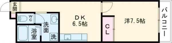 ウェアーハウス2(1DK/2階)の間取り写真