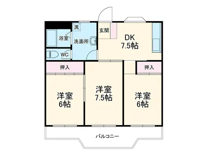 サンライズ城前(3DK/3階)の間取り写真