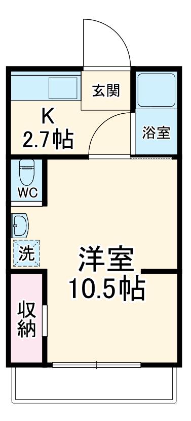 ルココン瓢箪山(1K/2階)の間取り写真