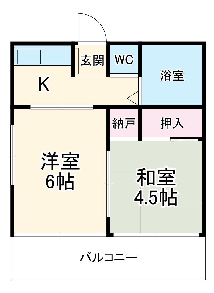 第1宮崎ハイツ(2K/2階)の間取り写真