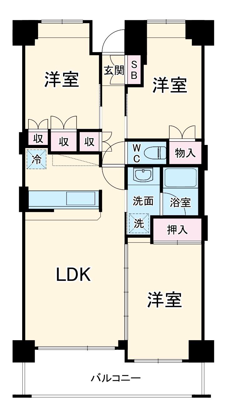 プライムヒルズ東戸塚(3LDK/4階)の間取り写真