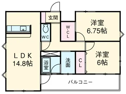 クレストリッジ ANNEX(2LDK/2階)の間取り写真