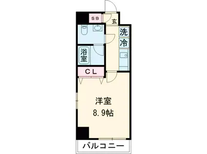 シャルマン ショコラ(1K/地下階)の間取り写真