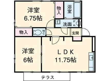 リビングタウン香久山A棟(2LDK/1階)の間取り写真