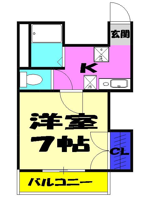 林ビル(1K/2階)の間取り写真