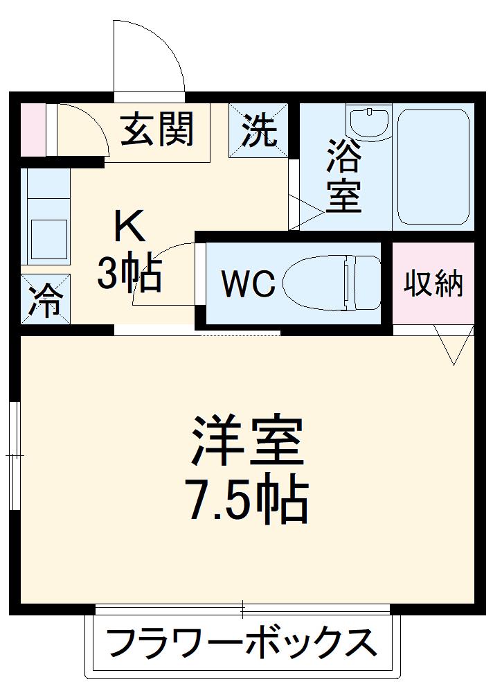 シャルマン湘南B(1K/2階)の間取り写真